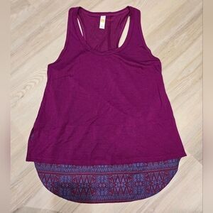 Lole Women's Purple Tank Top with Patterned Hem Size M